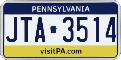PA license plate JTA3514