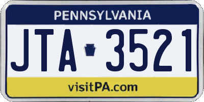 PA license plate JTA3521