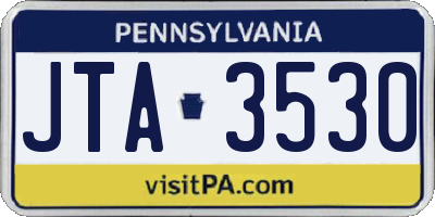 PA license plate JTA3530