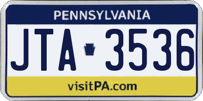PA license plate JTA3536