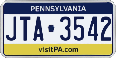 PA license plate JTA3542