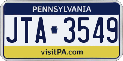 PA license plate JTA3549