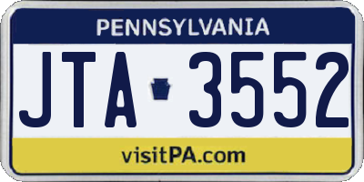 PA license plate JTA3552