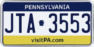 PA license plate JTA3553