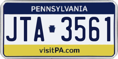 PA license plate JTA3561