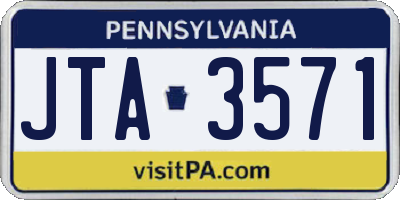 PA license plate JTA3571