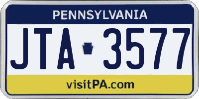 PA license plate JTA3577