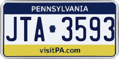 PA license plate JTA3593