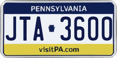 PA license plate JTA3600