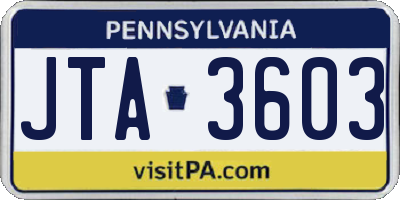 PA license plate JTA3603