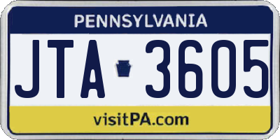 PA license plate JTA3605