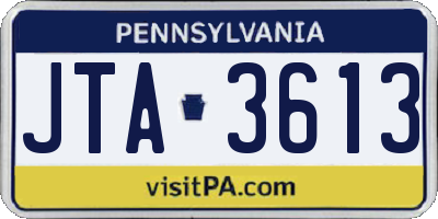 PA license plate JTA3613