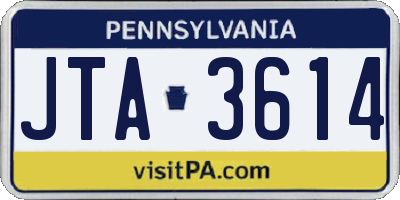 PA license plate JTA3614