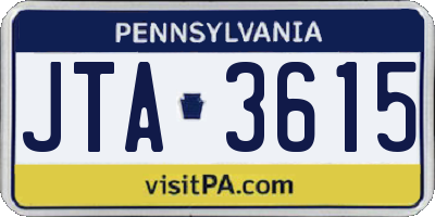 PA license plate JTA3615