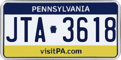 PA license plate JTA3618