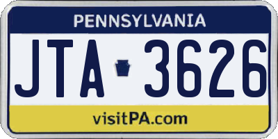 PA license plate JTA3626
