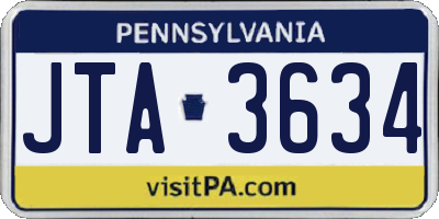 PA license plate JTA3634