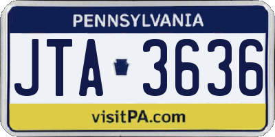 PA license plate JTA3636