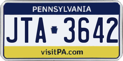 PA license plate JTA3642