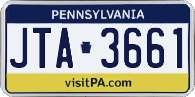 PA license plate JTA3661