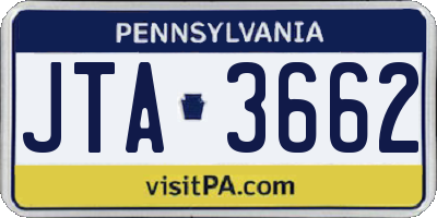PA license plate JTA3662