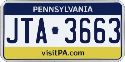 PA license plate JTA3663