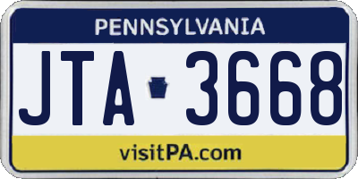 PA license plate JTA3668