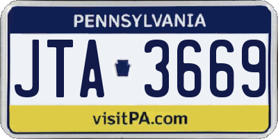 PA license plate JTA3669