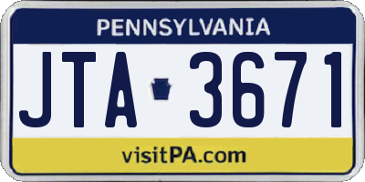 PA license plate JTA3671