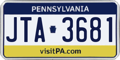 PA license plate JTA3681