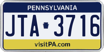 PA license plate JTA3716