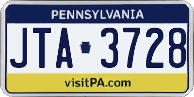 PA license plate JTA3728