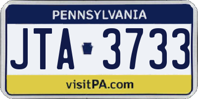 PA license plate JTA3733