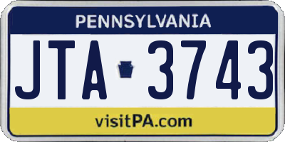 PA license plate JTA3743