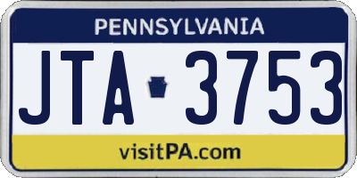 PA license plate JTA3753