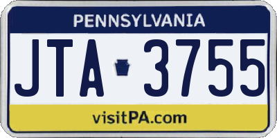 PA license plate JTA3755