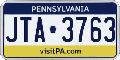 PA license plate JTA3763