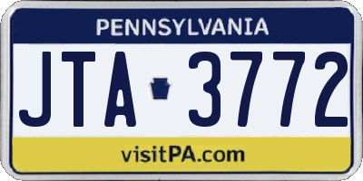 PA license plate JTA3772