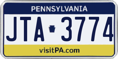 PA license plate JTA3774