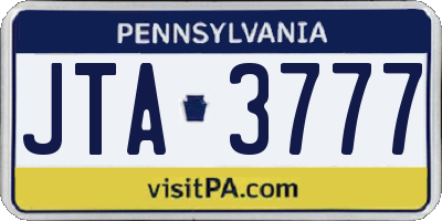 PA license plate JTA3777