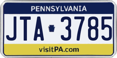 PA license plate JTA3785