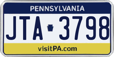 PA license plate JTA3798