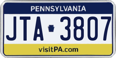 PA license plate JTA3807
