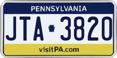 PA license plate JTA3820