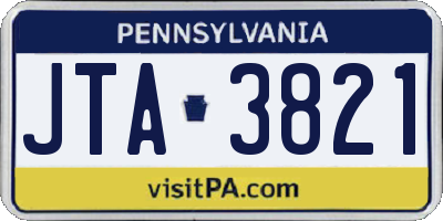 PA license plate JTA3821