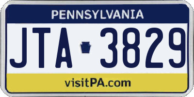 PA license plate JTA3829