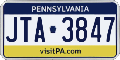 PA license plate JTA3847