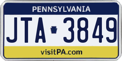 PA license plate JTA3849