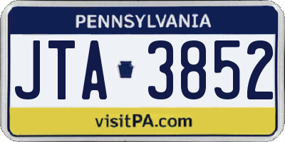 PA license plate JTA3852