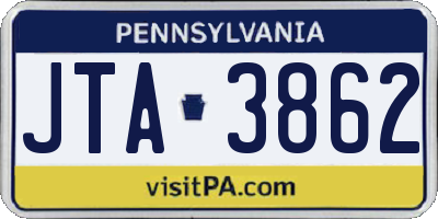 PA license plate JTA3862